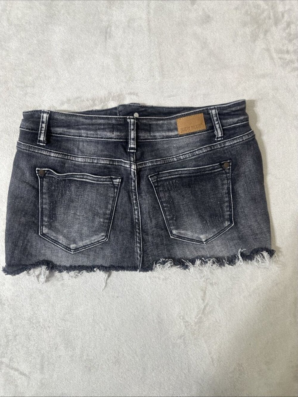 Judy blue denim skirt women's large distressed cutoff dark wash stretch - Picture 7 of 7